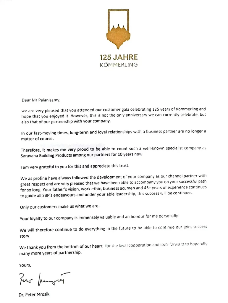 Kommerling Certificate